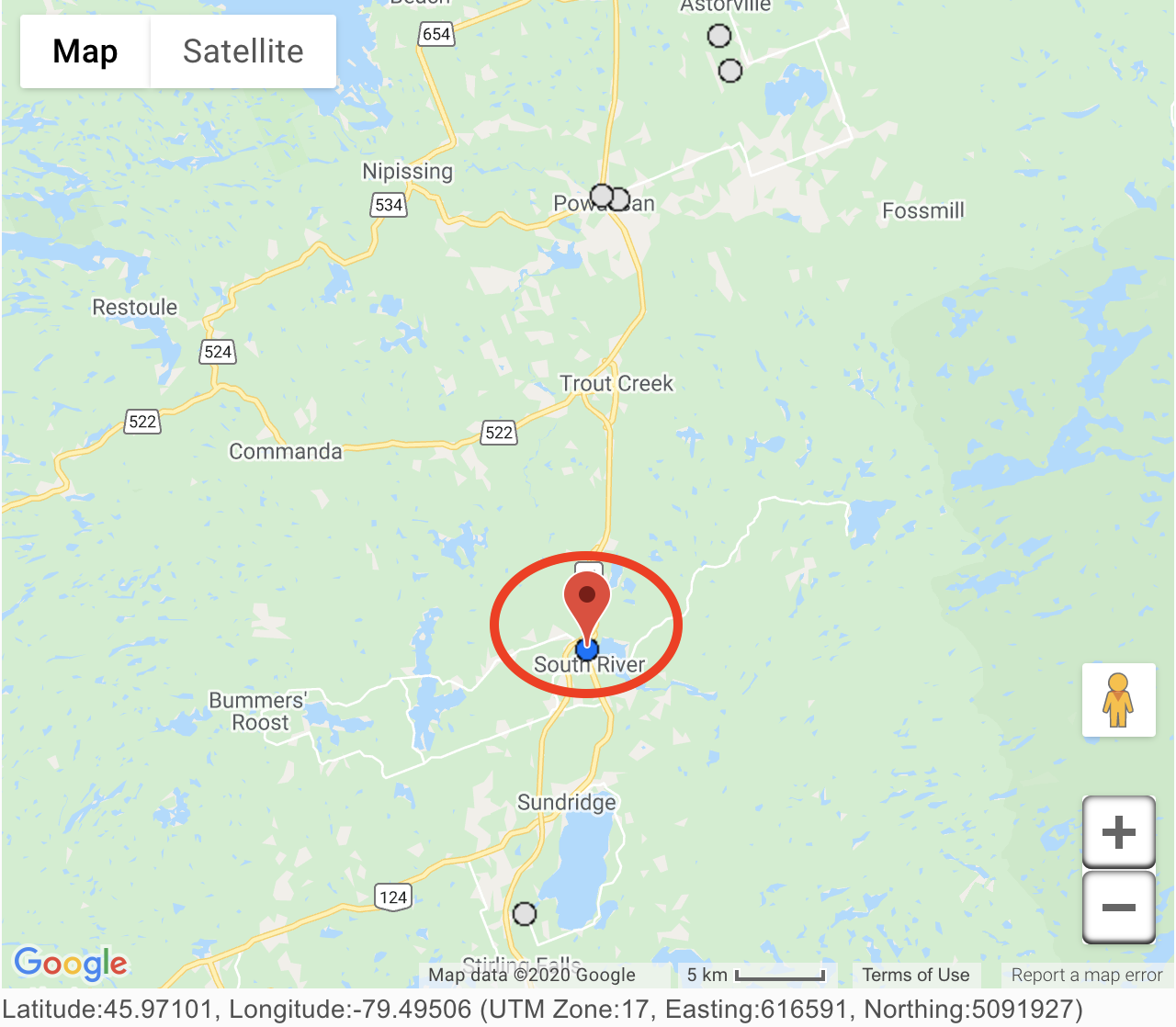 Please click on the red pin drop.