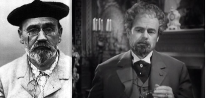 Izquierda: Émile Zola. Derecha: Paul Muni, en la película "La vida de Emile Zola" (1937), que le valió al actor una nominación al Oscar.