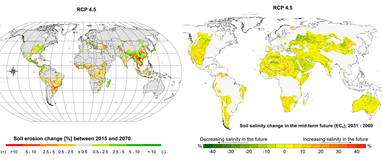 Impacts of climate change on erosion (Borelli et al., 2020) and salinization (Hassani et al., 2021)