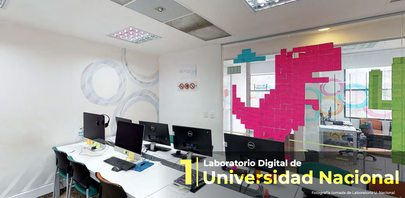 Laboratorio digital de la Universidad Nacional de Colombia - LAB 101 <br> Fuente: Foto tomada el 21 de noviembre de 2022 de la página 5 del documento *Red de laboratorios digitales de Bogotá*, disponible en https://tic.bogota.gov.co/documentos/red-laboratorios-digitales-bogotá