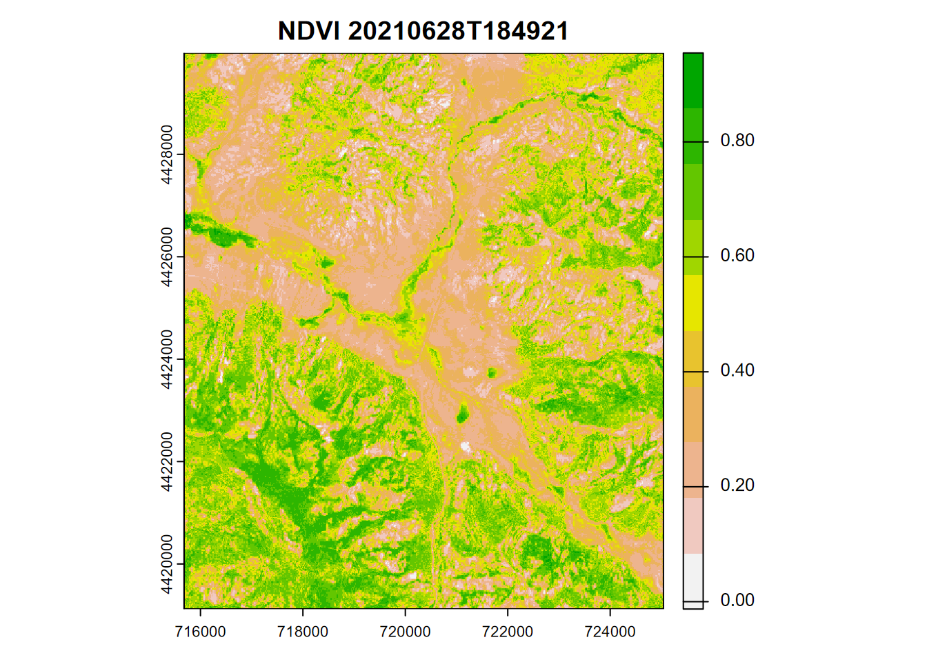 NDVI from Sentinel-2 image, 20210628