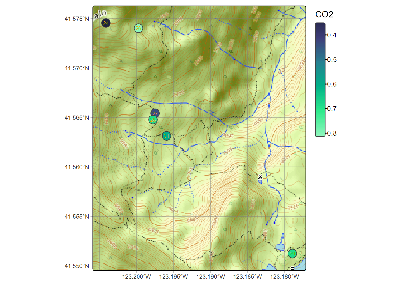 Selection of soil CO2 sampling sites, July 1995