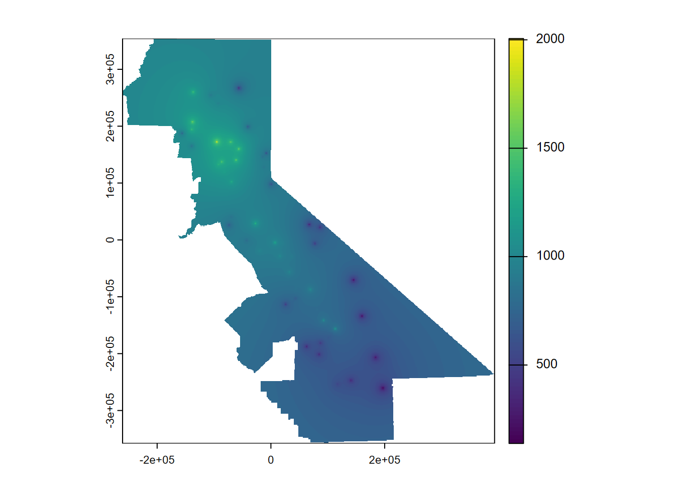 IDW interpolation, power = 1