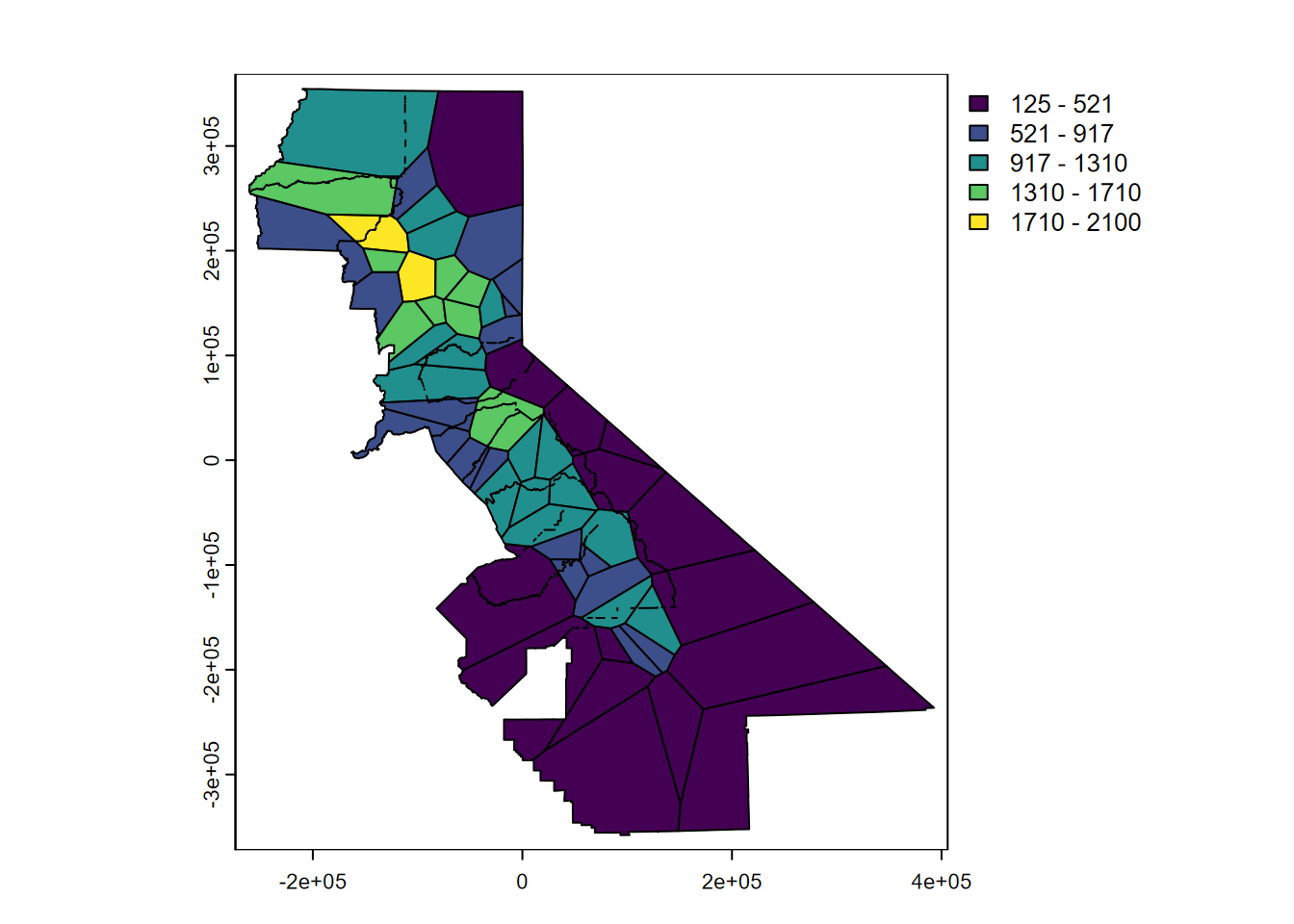 Precipitation mapped by Voronoi polygon