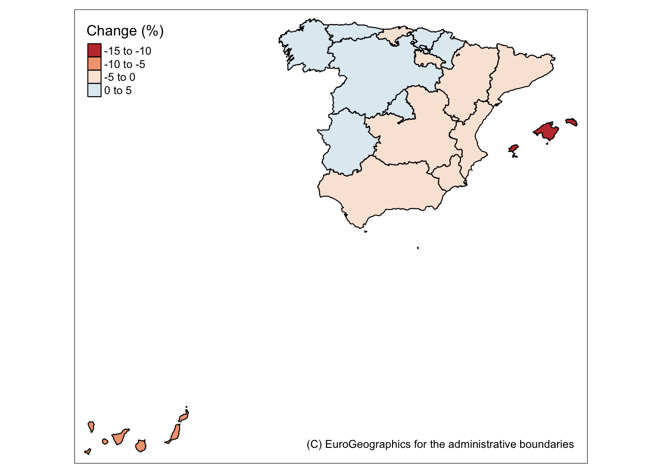 Household Income Change (\%, 2005-10) In Spain