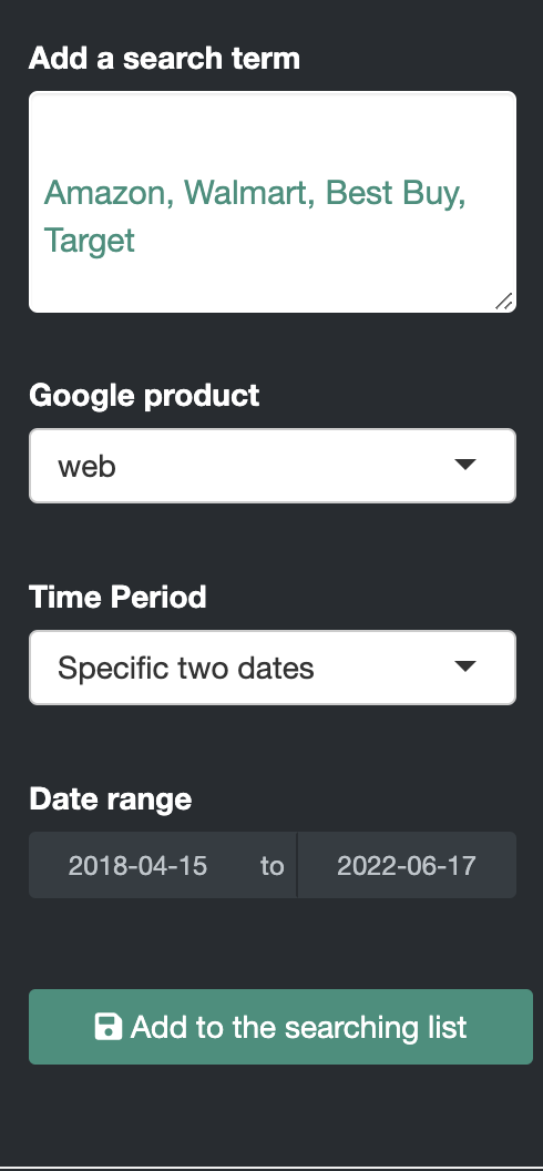 Google Trend Sidebar - Interface UI