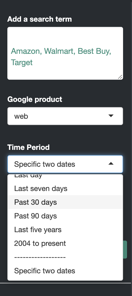 Time Period Input - Interface UI