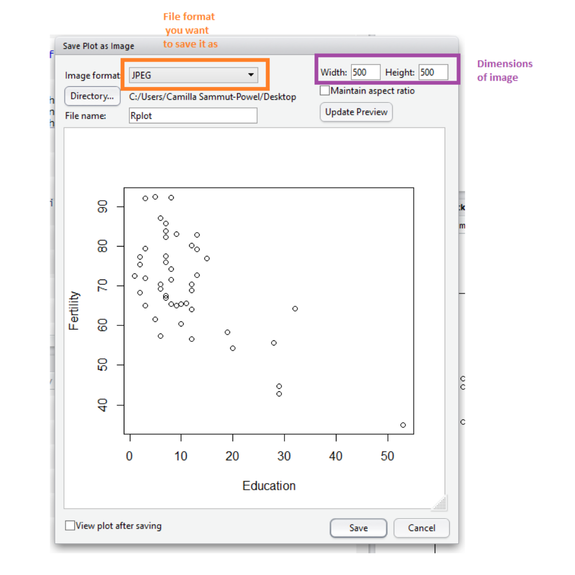 Saving a plot in RStudio Saving a plot in RStudio