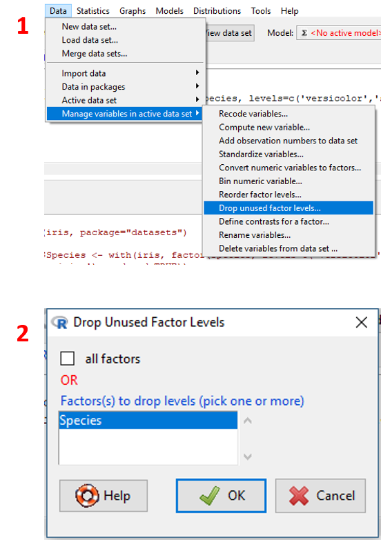 Tampilan tahapan drop factor level.