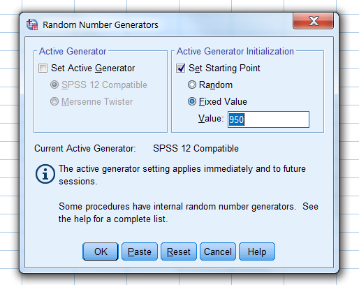 Set the Random Number Generator