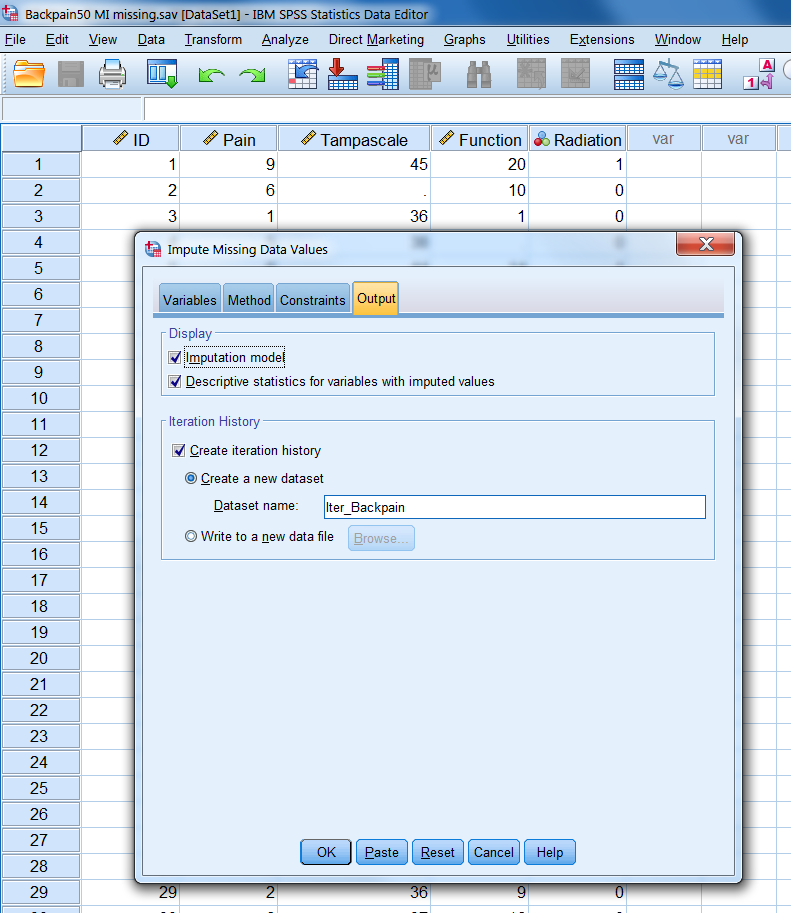The options of the Output Tab