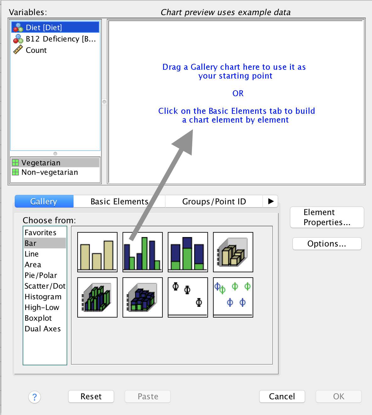 Selecting a side-by-side bar chart