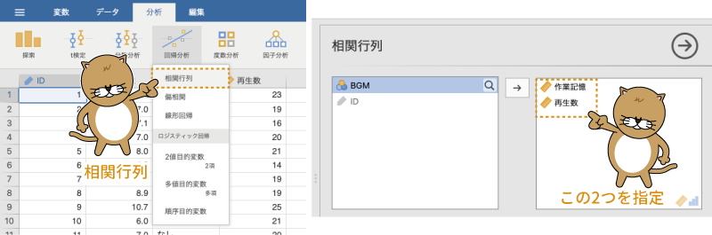 相関係数の算出