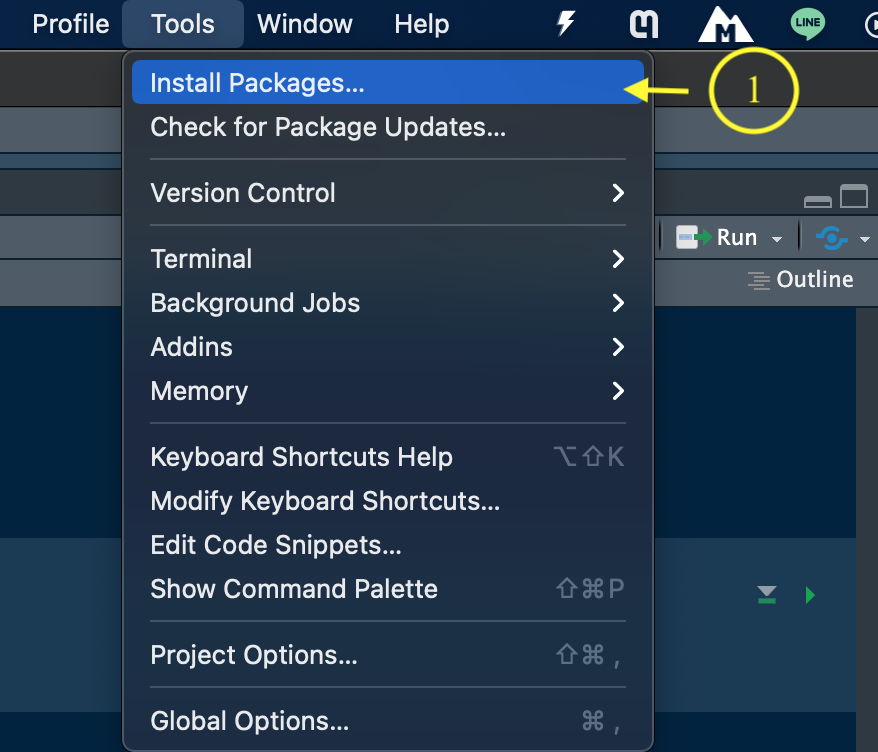 เลือก เมนู Tools แล้วกดที่ Install Packages