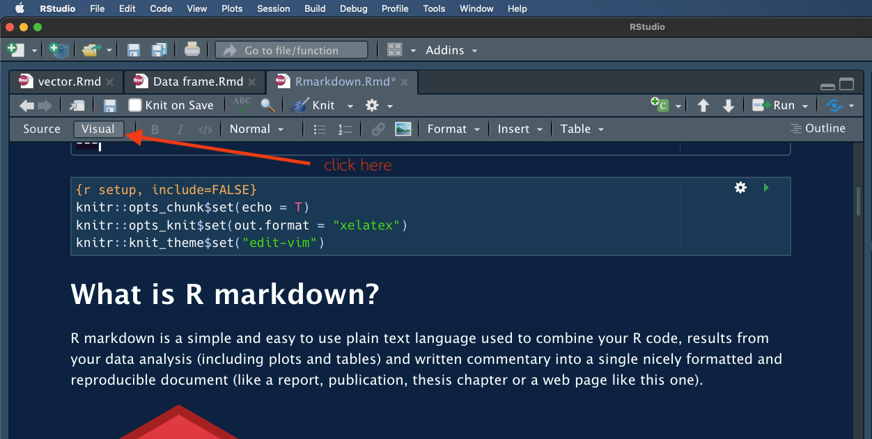 The Visual Markdown Editing menu