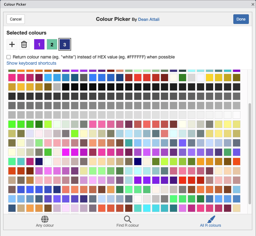 ตัวอย่างหน้าต่าง Addins Colour Picker