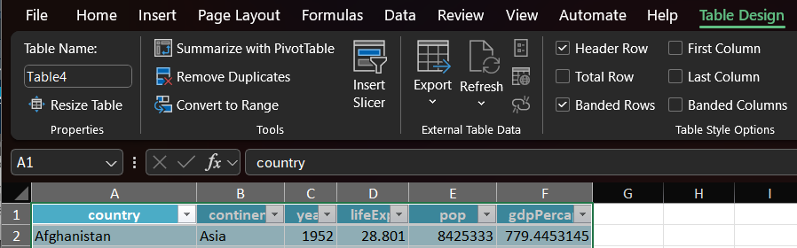 เมนู Table Design เลือก Insert Slicer