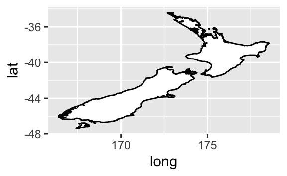 Two maps of the boundaries of New Zealand. In the first plot the aspect ratio is incorrect, in the second plot it's correct. Two maps of the boundaries of New Zealand. In the first plot the aspect ratio is incorrect, in the second plot it's correct.