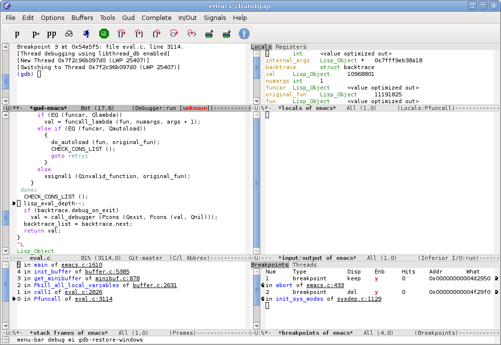 Left frame: Editing West Nile virus human surveillance data in GNU Emacs text editor. Right frame: Running R using Emacs Speaks Statistics (ESS). Data source: California Department of Health Services, 2004